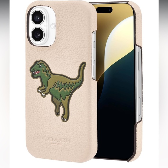 Coach Genuine Debossed Pebbled iPhone 16 Case Rexy -Ivory - Picture 1 of 9